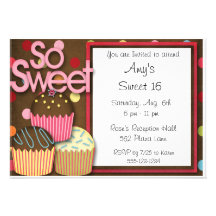 CUPCAKE Sweet 16 Birthday Invitations Announcement