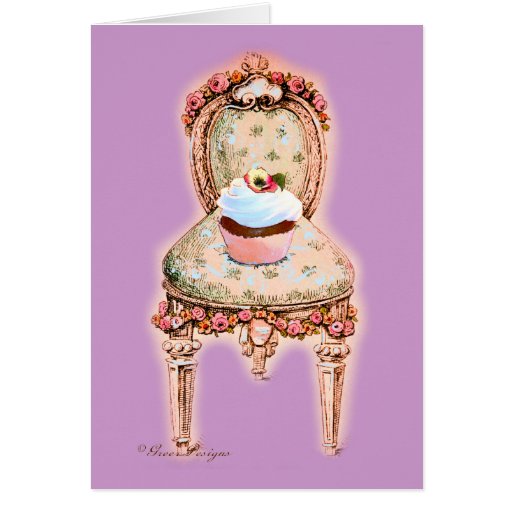 Cupcake & Victorian Chair Note Card