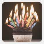 Cupcake with birthday candles stickers
