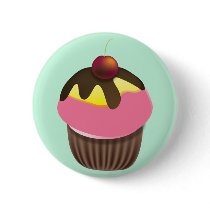 Cupcake with Cherry on top Button
