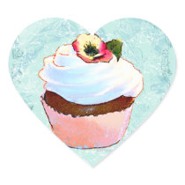 Cupcake with Pansy Art Design Stickers