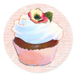 Cupcake with Pansy Art Design Stickers