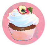Cupcake with Pansy Art Design Stickers