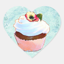 Cupcake with Pansy Art Design Stickers