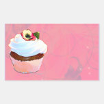 Cupcake with Pansy Pink Stickers Tags