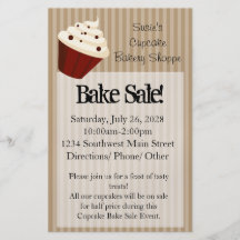 Cupcake with Soft Mocha Stripes Flyer