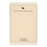 Cupcake with Soft Mocha Stripes Personalized Stationery