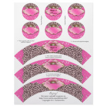 Cupcake Wrappers Leopard Crown Zebra w/ Toppers