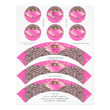 Cupcake Wrappers Leopard Crown Zebra w/ Toppers Custom Letterhead