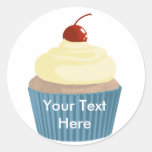 Cupcake-Yellow and Blue Round Sticker