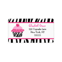 Cupcake Zebra Print Return Address Labels