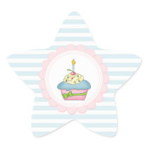 Cupcakes Blue Stripes with Pink