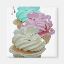Cupcakes with Bling! Fridge Magnets