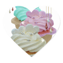Cupcakes with Bling! Heart Sticker