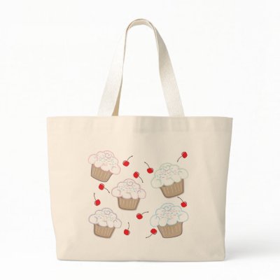 Cupcakes with Pastel Sprinkles & Cherries Tote Bags by DoodleBugTees