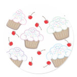 Cupcakes with Pastel Sprinkles & Cherries Sticker