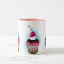 Cupcakes with Pink and Chocolate Icing: Art Mug