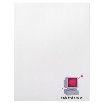 cupid broke my pc computer customized letterhead by doonidesigns