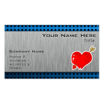 Cupid Heart & Arrow; Metal-look Business Card Templates