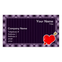 Cupid Heart & Arrow; Purple Business Cards