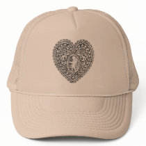 CUPID LACE HEART, Black and White