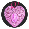 CUPID LACE HEART MONOGRAM ,pink stickers