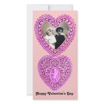 CUPID LACE HEART  , pink Photo Card Template