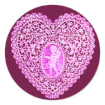 CUPID LACE HEART,pink purple Stickers