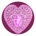 CUPID LACE HEART,pink purple stickers