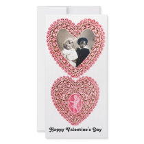 CUPID LACE HEART  , pink red white Photo Cards