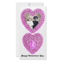 CUPID LACE HEART  , Pink White Photo Card