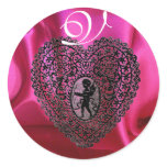 CUPID LACE HEART SILK FUCHSIA CLOTH , Pink Black Sticker