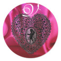 CUPID LACE HEART SILK FUCHSIA CLOTH , Pink Black stickers