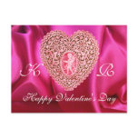 CUPID LACE HEART SILK FUCHSIA CLOTH , Pink Red Postcard