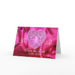 CUPID LACE HEART SILK FUCHSIA CLOTH , Pink Violet Greeting Card