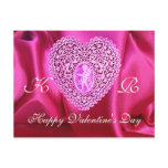 CUPID LACE HEART SILK FUCHSIA CLOTH , Pink Violet Post Card
