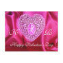 CUPID LACE HEART SILK FUCHSIA CLOTH , Pink Violet Post Card