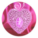 CUPID LACE HEART SILK FUCHSIA CLOTH , Pink Violet Stickers