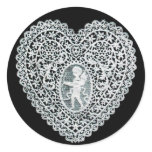 CUPID LACE HEART ROUND STICKERS