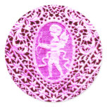 CUPID LACE HEARTdetail .pink Round Sticker