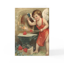 Cupid Making Hearts Vintage Valentine Greeting Cards
