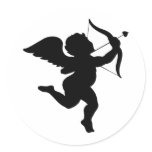 Cupid Silhouette Design! Round Sticker