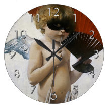 Cupidon à la boule masquée pendules murales