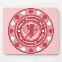 Cupidon et coeurs rouges de Saint-Valentin Tapis De Souris