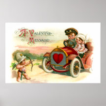 Cupid's Arrow Points at Couple in Car Posters