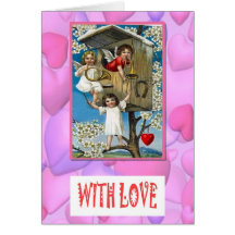 Cupids in a tree house cards