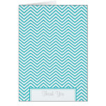 Curacao Blue Chevron Print Thank You Card