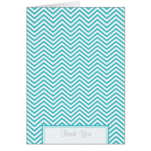 Curacao Blue Chevron Print Thank You Card