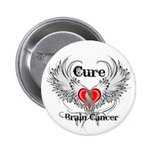 Cure Brain Cancer Heart Tattoo Wings Pins