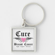 Cure Breast Cancer Tattoo Wings Keychain
